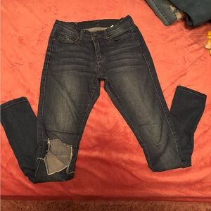 Dark Blue Women's Distressed Skinny Jeans